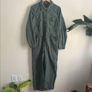 RVCA Green Button-Up Coverall jumpsuit